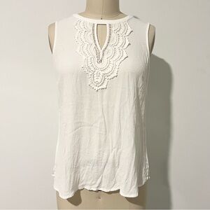 Pale Sky Crochet Lace Tank Top